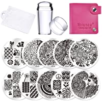 Biutee Estampacion Uñas de Acero Inoxidable con 10 Placas + 1 Estampador +1 Raspador +1 Funda en la que se Pueden…
